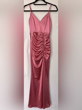 honey and rosie pink dress Honey and Rosie Light Pink Swiss Dot Sheer V Neck